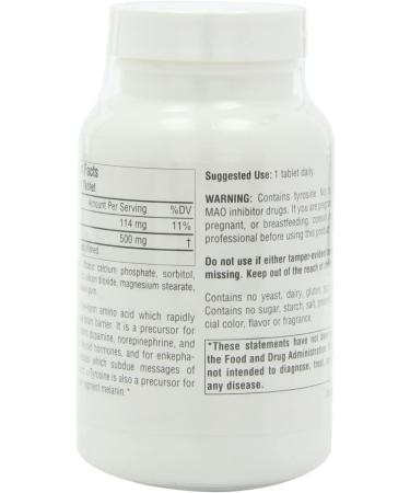 Source Naturals L-Tyrosine 500 mg - 100 Tablets | Support Mood & Focus - Buy Online on GoSupps.com