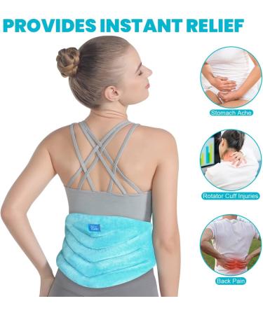 Relief Expert Microwavable Heating Pad for Lower Back Pain Relief - Hot/Cold Therapy Wrap for Lumbar, Waist, Stomach, Legs, Neck & Shoulders - Blue - Buy Online on GoSupps.com