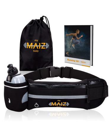 MyMAIZBody Running Belt with Water Bottle, Carry Bag and Running 101 E-Book  Running Phone Holder for Women and Men  Water Resistant and Non Bouncing  Perfect for Running, Cycling and Walking
