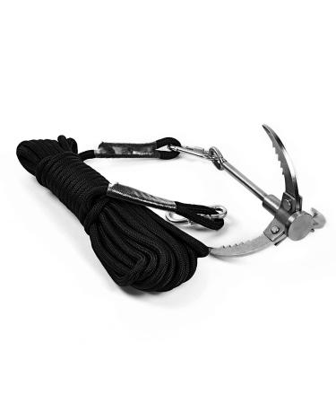 Cyfie 3-Claw 4-Claw Sawtooth Grappling Hook, with 10m/33ft 8mm Auxiliary Rope Stainless Steel Claw Carabiner for Outdoor Activity Magnet Fishing Tool 3-Claw with rope