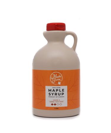 MapleFarm - Sirop d' rable canadien pur Grade A Ambr go t riche - Carafe 1 l (Lot de 1) - Pure maple syrup - Jus d' rable
