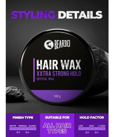 Beardo XXtra Stronghold Hair Wax 100 gm | Crystal Hair Wax for Men | Extra Strong Hold & Glossy Finish | Best Hair Styling Product - 3.4Fl Oz - Buy Online on GoSupps.com