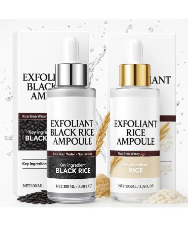 2PACK Black and White Rice Peeling Ampoule Soft Rice Exfoliating Face and Body Black and White Rice Exfoliant for All Skin Types korean skin care (2pcs)