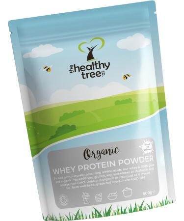 Organic Whey Protein Powder (600g) - Grass Fed Unflavoured Organic Protein Powder by TheHealthyTree Company - Gluten-Free Low Carb Natural Protein for Muscle Growth & Recovery Unflavoured 600 g (Pack of 1)