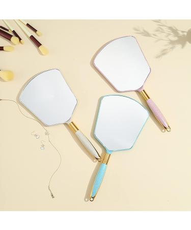 Eaoundm Hand Held Mirror with Handle - Makeup and Barbers Haircut Mirror for Bathroom, Bedroom, Home, and Salon - 6X6.8 inch White - Buy Online on GoSupps.com