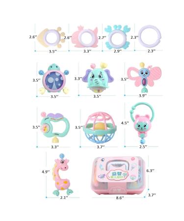 11-Pack Infant Teething Toys for Babies 3-12 Months | Silicone Puzzle Teether Set for Early Development | Baby Girl Giraffe Elephant Toy Set - Buy Online on GoSupps.com