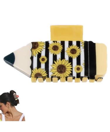 Pencil Hair Clip Acrylic Pencil Claw Clip Creative Teacher Hair Clips Funny Cute Teacher Pencil Fixed Jaw Clips Accessories Graduation Gifts for Teachers Students (Color : E)
