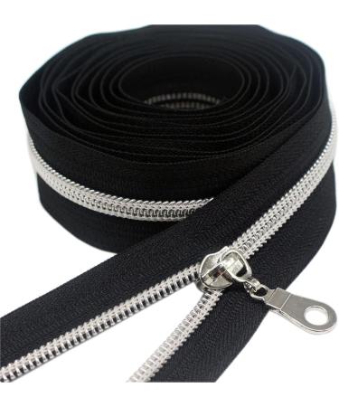 YaHoGa 5 Silver Metallic Nylon Coil Zippers - Bulk 10 Yards with 25 Sliders for Sewing Craft Bags - Buy Online on GoSupps.com