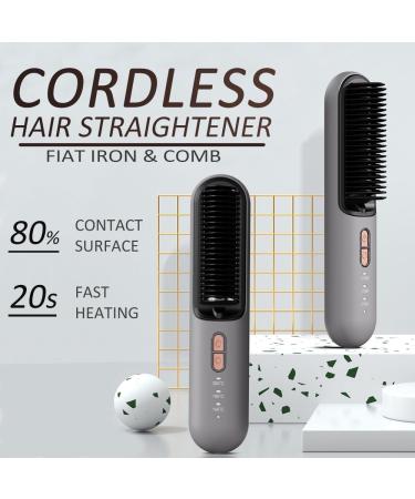 Cordless Hair Straightener Brush - Mini Ionic Hot Comb for Women | Portable Travel Straightening Brush with 3 Adjustable Temperature Levels - Buy Online on GoSupps.com