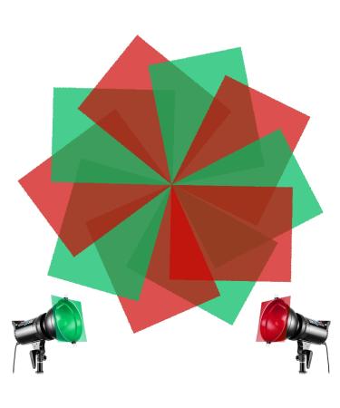 SAKOLLA 10Pcs Christmas Gel Filter - Red & Green Transparent Film 8.5 x 11 Inches Colored Overlays Correction Lighting Gels Plastic Sheets for Christmas Outdoor Landscape, Reading Green, Red