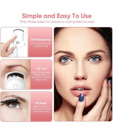 Heated Eyelash Curler Rechargeable Electric Eyelash Curler Heated Eyelash Clip for Make Up Professional Lash Curler for All Eye Shapes Ideal Gift for Women Girlfriend (White) - Buy Online on GoSupps.com
