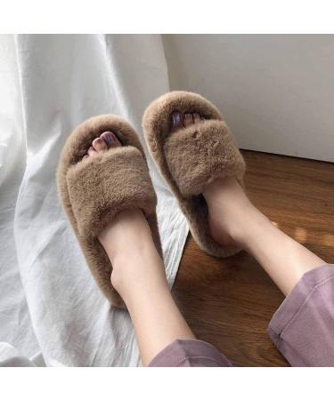Ladies Outdoor Slippers Fur Slippers Woman Shoes Comfortable Ultra-Soft Vogue Ladies Flip Flops Flat-Soled Outdoor Anti-Skid Rubber Sole Casual Plush Shoes Furry Indoor Slides (B 25CM) (A 25CM) - Buy Online on GoSupps.com
