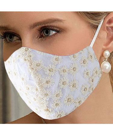 YBSHIN Lace Mask Wedding Floral Face Mask Print Adjustable Masquerade for Women B-beige