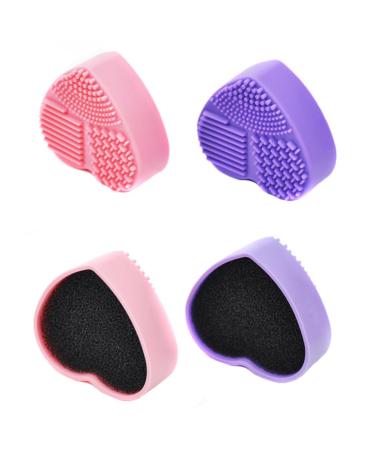 Angoily Silicone Brush Cleaner Makeup Sponge Makeup Brush Cleaner Sponge Makeup Cleaning Mat Brush Cleaning Silicone Daily Makeup Brush Cleaner Makeup Brush Purple Wet and Dry