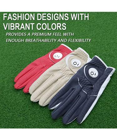 Finger Ten Men's Golf Gloves - All-Weather Leather with Ball Marker Left & Right Options | 1-Piece Khaki - Buy Online on GoSupps.com