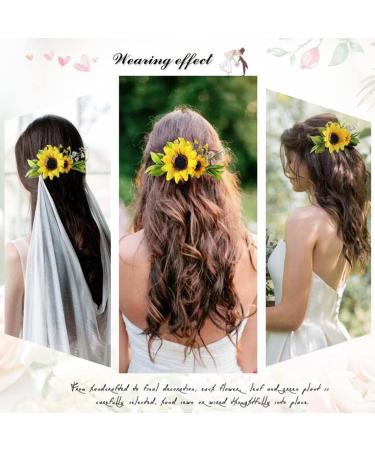 Fangsen Gold Sunflower Wedding Hair Comb - Yellow Flower Pearl Bridal Headpiece for Women - Buy Online on GoSupps.com