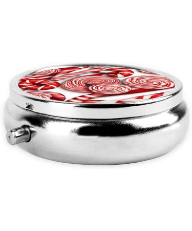 Buy Decorative Round Pill Box - 3 Compartment Travel Organizer for Candy Canes & Vitamins | Portable Mini Medicine Case - Buy Online on GoSupps.com