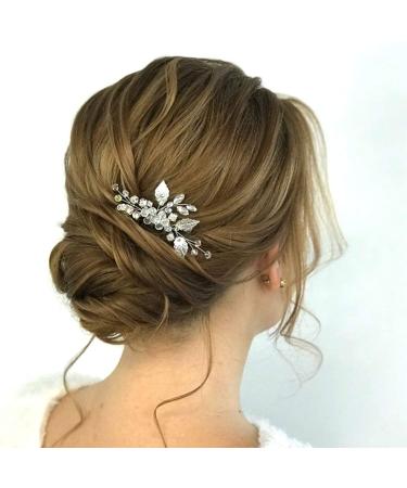 Unicra Rose Gold Bridal Hair Comb - Sparkly Crystal Leaf Wedding Accessory for Women and Girls - Buy Online on GoSupps.com