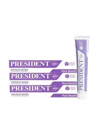 President Set with 3 toothbrushes for plaque antibacterial against bad breath to combat bad breath and to maintain shock treatments with chlorhexidine RDA 30 3 x 75 ml