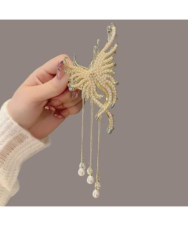 Large Butterfly Hair Claw Clip Set with Pearl Flower & Tassel - Non-Slip Hair Clamps for Styling (2pcs) - Buy Online on GoSupps.com