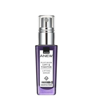 Avon Anew Platinum Lift & Tighten Serum 30ml Lifts Smooths and Contours Dual Collagen Boost Strengthens the look of Skin's Surface Cruelty Free