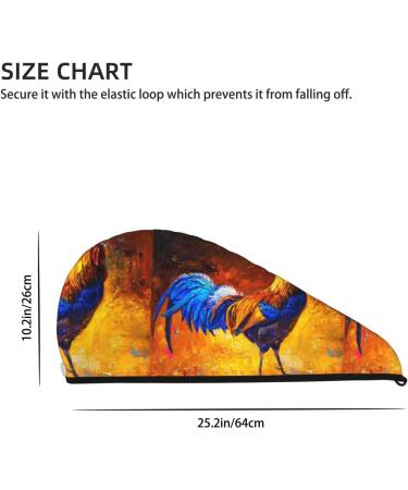 Hair Towel Wrap - Quick Drying Hair Turban with Button | Colorful Rooster Design - Buy Online on GoSupps.com