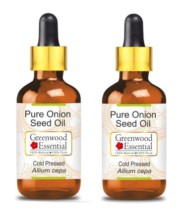 Greenwood Essential Pure Onion Seed Oil (Allium cepa) with Glass Dropper Cold Pressed (Pack of Two) 100ml X 2 (6.76 oz)