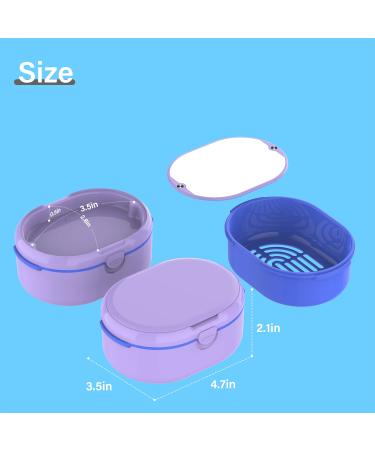 Denture Bath Case - Purple | Large Storage Container for Dentures, Retainers, Mouth Guards & Braces with Removal Tool - Buy Online on GoSupps.com