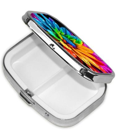 Colorful Flowers Small Pill Case - 2 Compartment Travel Pill Box & Organizer for Purse - Perfect Gift - Buy Online on GoSupps.com