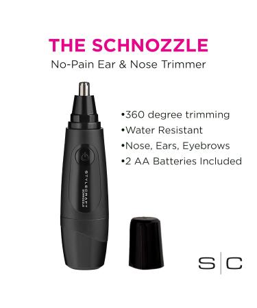 Stylecraft Schnozzle Cordless Nose & Ear Trimmer - Water Resistant Portable LED Light - Matte Black - Buy Online on GoSupps.com