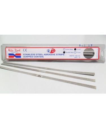 Dental Orthodontic Stainless Steel Metal Polishing Strips Double Sided Center Gap 4mm 12 Strips per Box