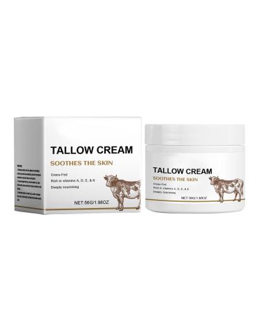 Face Moisturizer for Women Beef Tallow Cream Deep Moisturizing & Nourishing Alleviates Dryness & Roughness Repairs Damaged Skin 2oz White