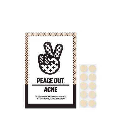 Peace Out Skincare Acne Dots. Hydrocolloid Anti-Acne Pimple Patches with Salicylic Acid and Vitamin A to Quickly Clear Blemishes (20 dots) 20 Acne Dots
