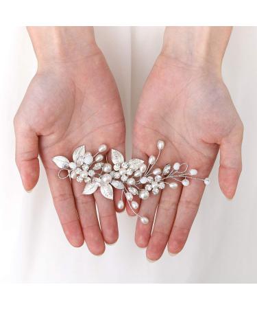 Unicra Silver Wedding Crystal Hair Vine - Elegant Flower Leaf Headpiece & Bridal Hair Accessories - Buy Online on GoSupps.com