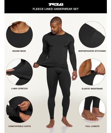 TSLA Men's Microfiber Soft Fleece Lined Thermal Underwear Set - Black X-Large - Buy Online on GoSupps.com