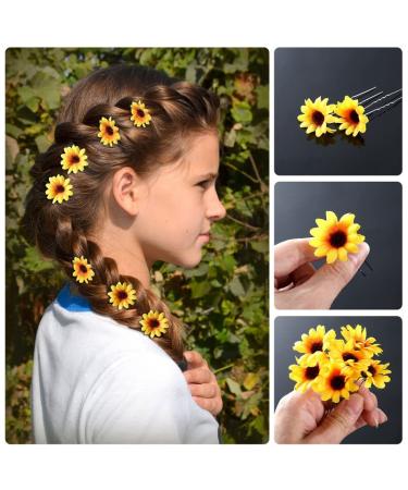 10-Piece Sunflower Hair Clips Set with Hippie Headband - Wedding Hair Accessories for Girls & Women - Buy Online on GoSupps.com