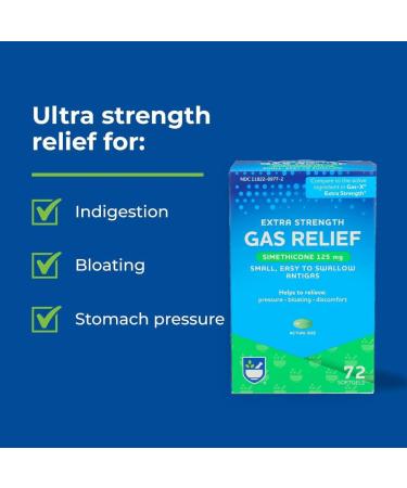 Rite Aid Extra Strength Gas Relief Softgels - 125 mg Simethicone 72 Count | Bloating & Gas Relief - Buy Online on GoSupps.com