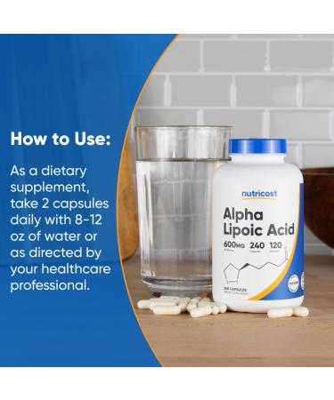 Nutricost Alpha Lipoic Acid 600mg Per Serving 240 Capsules - Gluten Free Vegetarian Capsules Soy Free & Non-GMO (Pack of 2) - Buy Online on GoSupps.com