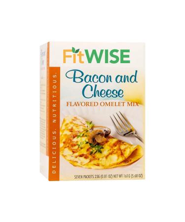FITWISE - High Protein Omelet Mix, 15g Protein, Low Calorie, Low Carb, Gluten Free, KETO and Ideal Protein Compatible, 7 Servings Per Box (Bacon & Cheese Omelet)