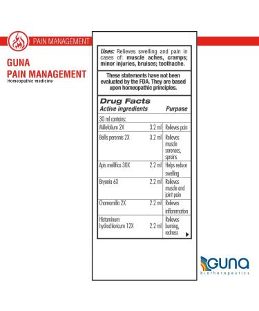 GUNA Pain Management: Relieves Muscle & Joint Pain, Swelling from Injuries - 1 Ounce - Buy Online on GoSupps.com