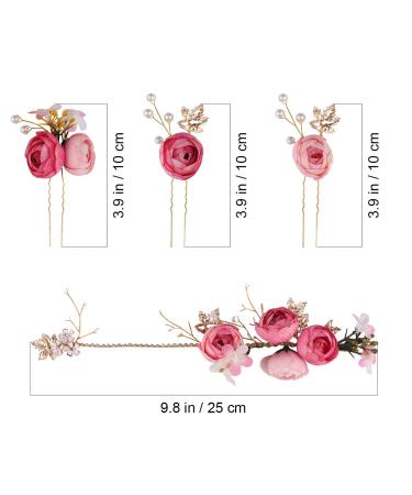 5 Pieces U-Shaped Rose Hairpin - French Side Combs Hair Clips for Weddings | Bridal & Bridesmaid Accessories (Pink) - Buy Online on GoSupps.com
