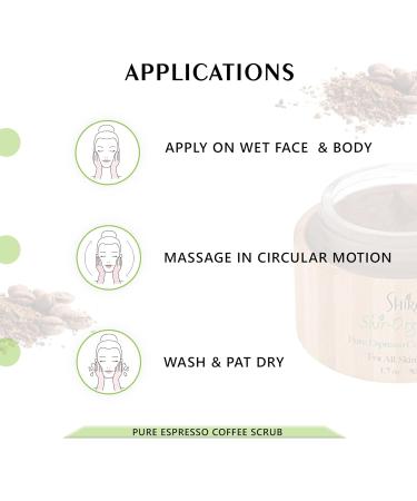 Shira Organic Pure Espresso Coffee Scrub - Exfoliate Face Reduce Wrinkles & Fine Lines Skin Rejuvenation for Men & Women (15ML - Buy Online on GoSupps.com