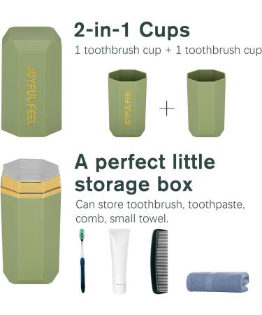 Buy Hejo Toothbrush Etui Travel Case | Waterproof Toothbrush Holder & Cup for Family Camping Trips - Portable & Stylish in White Light Green Dark Green - Buy Online on GoSupps.com
