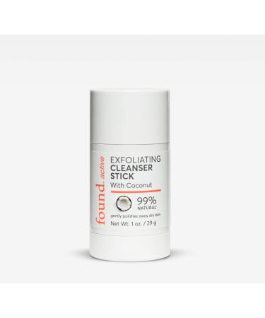 Found Active Exfoliating Cleansing Stick with Coconut  Fuss-Free  Purifies Pores & Scrubs Away Dullness  Convenient for the Gym  Travel  & Everyday Use  1 Oz