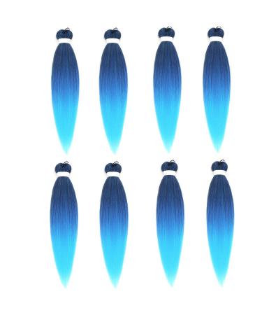 LDMY Pre-Stretched Braiding Hair - 8pcs Ombre Blue Synthetic Kanekalon Hair for Braiding (90g/pc) - Perfect for Stunning Hairstyles - Buy Online on GoSupps.com
