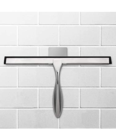 Simtive 12-Inch Shower Squeegee Set with Hooks | Ideal for Shower Doors, Mirrors, and Windows | Silver Finish - Buy Online on GoSupps.com