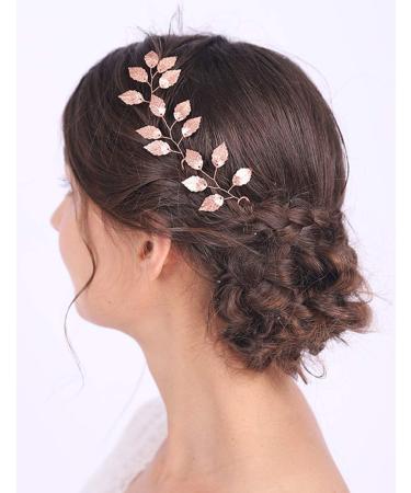 Anglacesmade Bridal Hair Pins Rose Gold Leaf Bobby Pins Leaf Vine Branch Pins Wedding Hair Accessories Bridesmaid Hair Vine for Women and Girls (Rose gold) - Buy Online on GoSupps.com