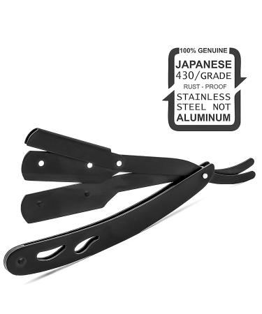 Classic Matte Black Cut Throat Razor for Men | Stainless Steel Professional Straight Edge Shaving & Beard Razor | Salon Quality & Lightweight Design - Buy Online on GoSupps.com