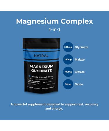 Magnesium Glycinate 4-in-1 Complex with Bisglycinate Citrate Malate and Oxide- Superior Absorption - 60 Vegan Capsules - for Sleep & Muscle Function - Buy Online on GoSupps.com