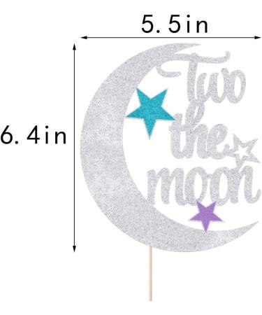 Auteby Two The Moon Cake Topper - Baby Shower 2nd Birthday Party Decorations Supplies (Silver) - Buy Online on GoSupps.com